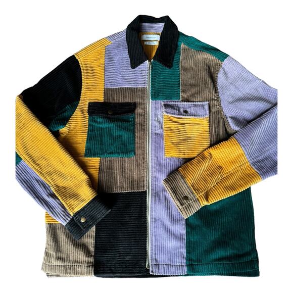 Urban outfitters UO Ryder Blocked Corduroy Zip Shirt jacket patchwork size MED - Picture 3 of 13